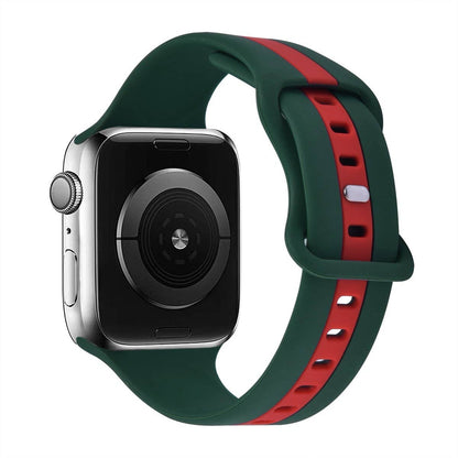 Apple Watch Silicone Band With Bee Charm Stud: 38/40/41mm / Gold / Green/Red