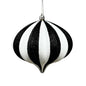Striped Onion Shaped Finial Orn. - Black/White 6"