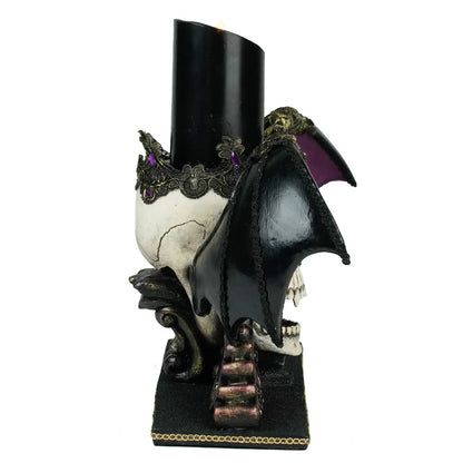 Winged Skull Pillar Candle Holder by Katherines Collection