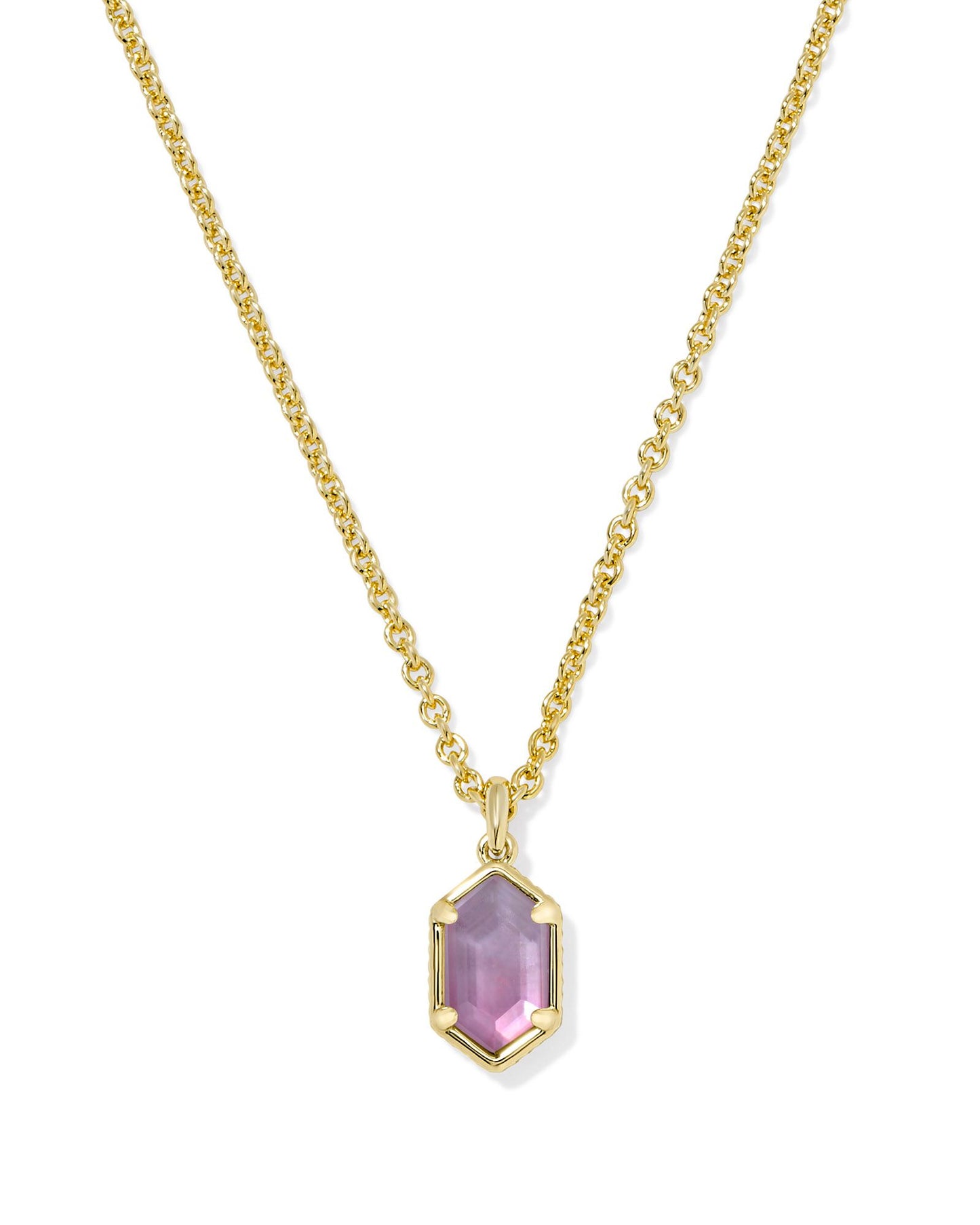 HALLIE SHORT PENDANT NECKLACE GOLD PURPLE WATERCOLOR ILLUSION