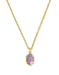 HALLIE SHORT PENDANT NECKLACE GOLD PURPLE WATERCOLOR ILLUSION