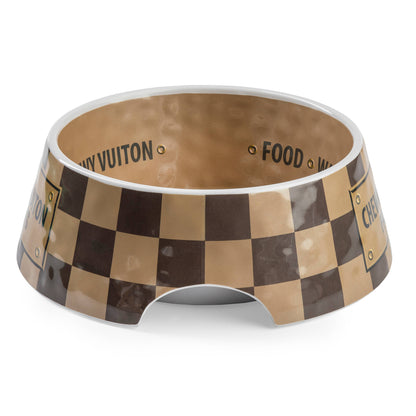 Checker Chewy Vuiton Bowl -  Dog Bowls: Medium