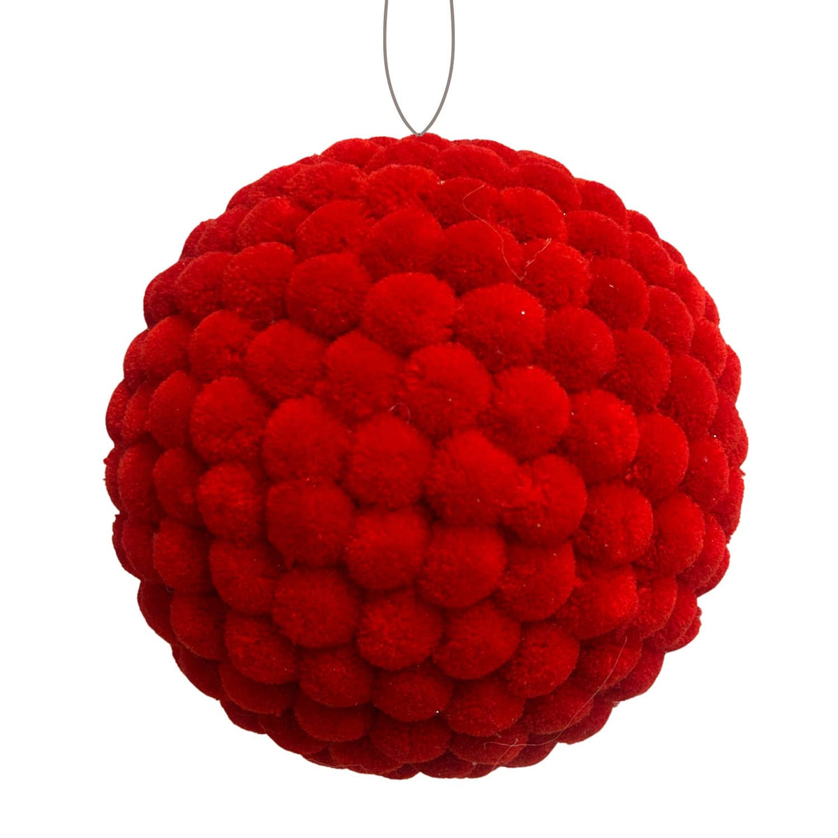 Mini Pom Pom Red Ball Ornament 10"