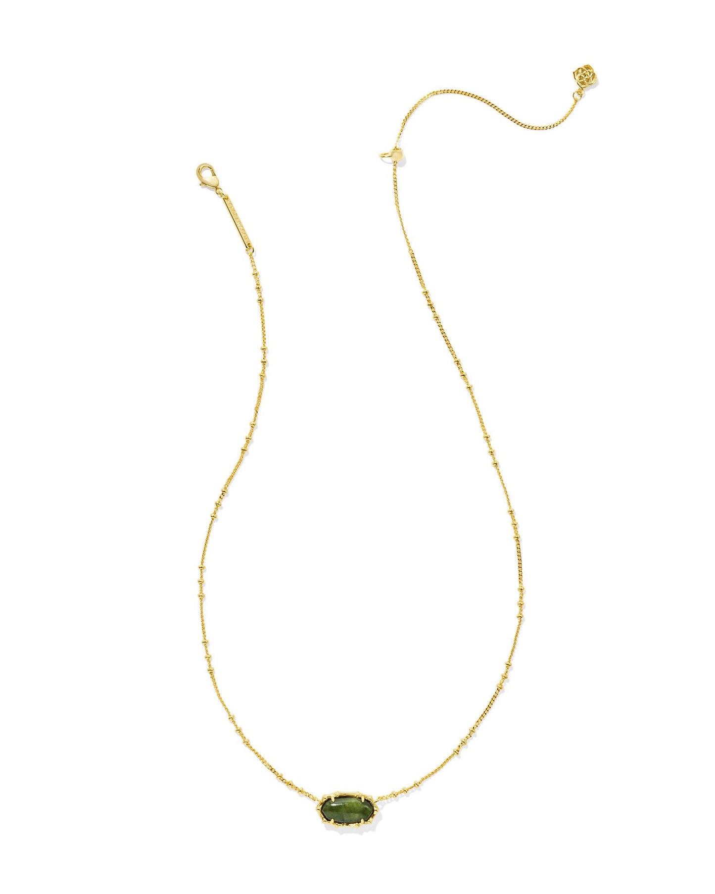 ELISA BAMBOO FRAME SHORT PENDANT NECKLACE GOLD SAGE SERPENTINE