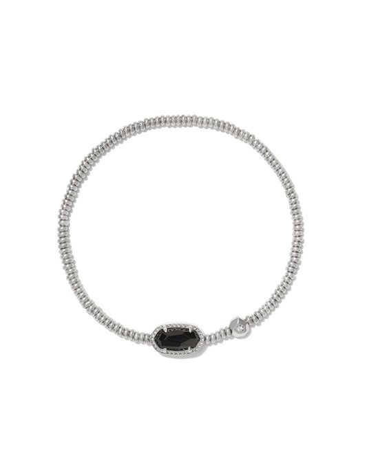 GRAYSON STRETCH BRACELET SILVER BLACK AGATE