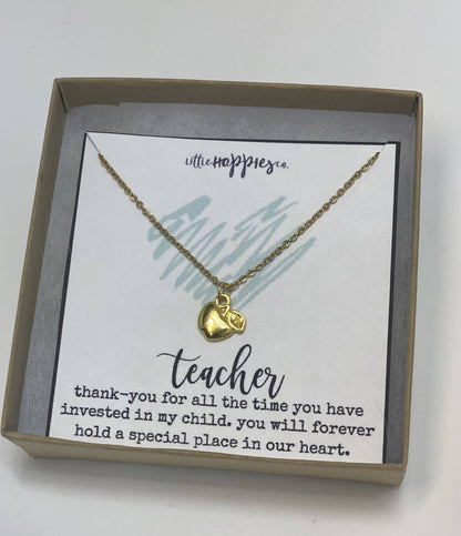 Apple necklace, Christmas Gift for teacher, Teacher gifts, Gift for teacher, Gift for Teacher, Teacher Gift