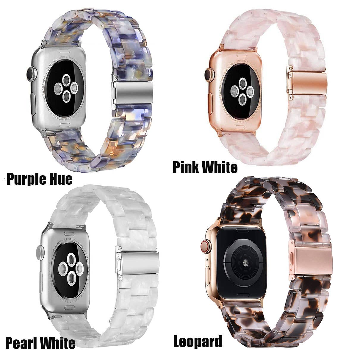 Resin Bracelet Light Weight Bands for Apple Watch: 38/40/41mm / Pink White