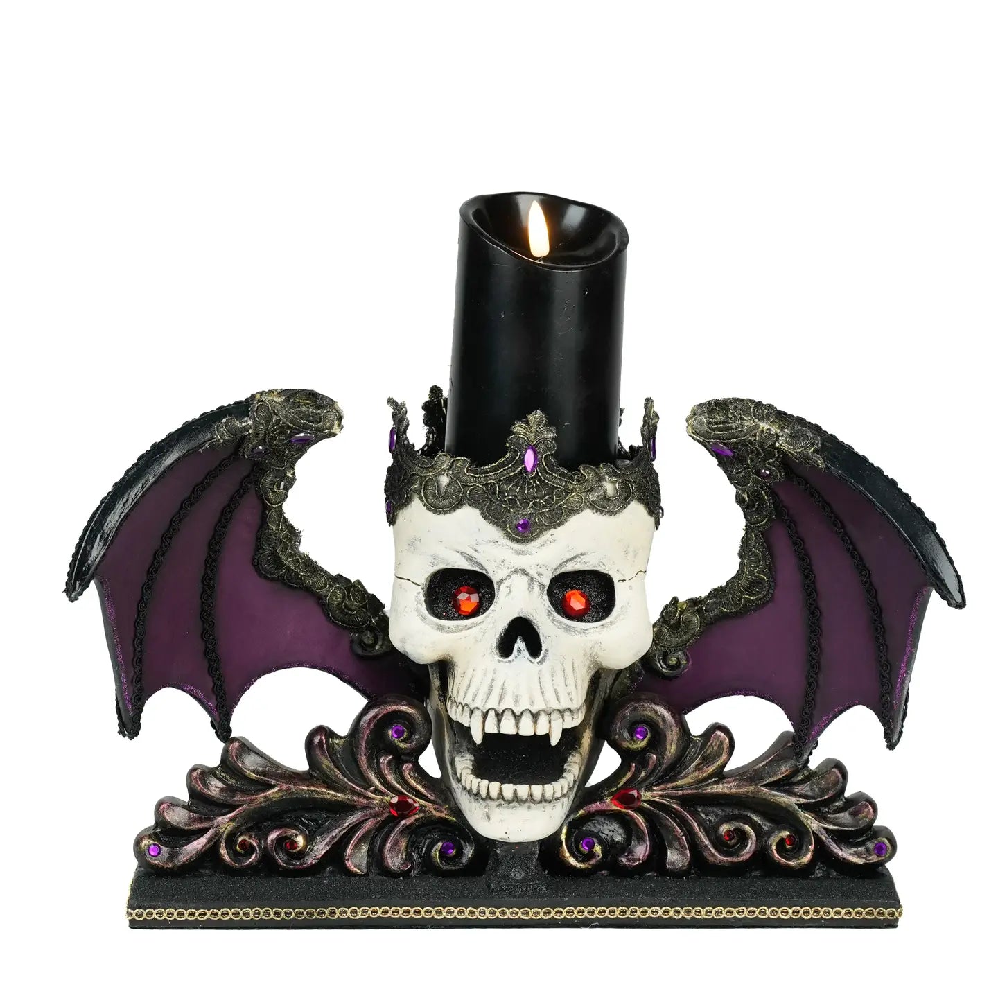 Winged Skull Pillar Candle Holder by Katherines Collection
