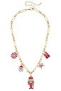 Christmas Cheer Enamel Charm Necklace in Red/Pink/White