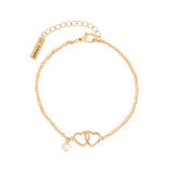 Dainty Bracelet - Gold Double Heart