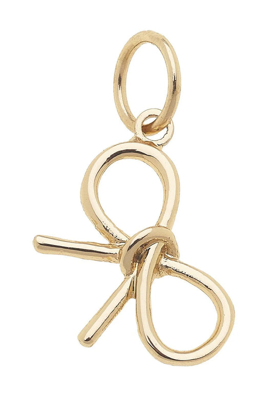 Hand Tied Bow Charm in Shiny Gold