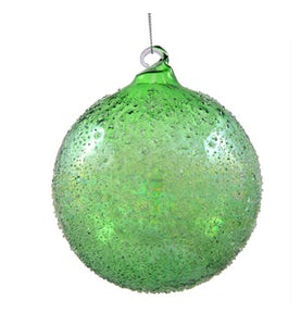 6" Green Glass Ball Beaded Ornament