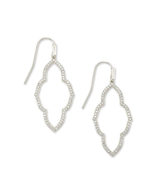 ABBIE OPEN FRAME EARRINGS RHODIUM METAL