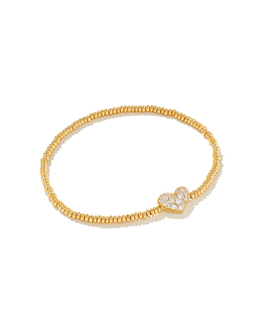 ARI HEART PAVE STRETCH BRACELET GOLD WHITE CRYSTAL