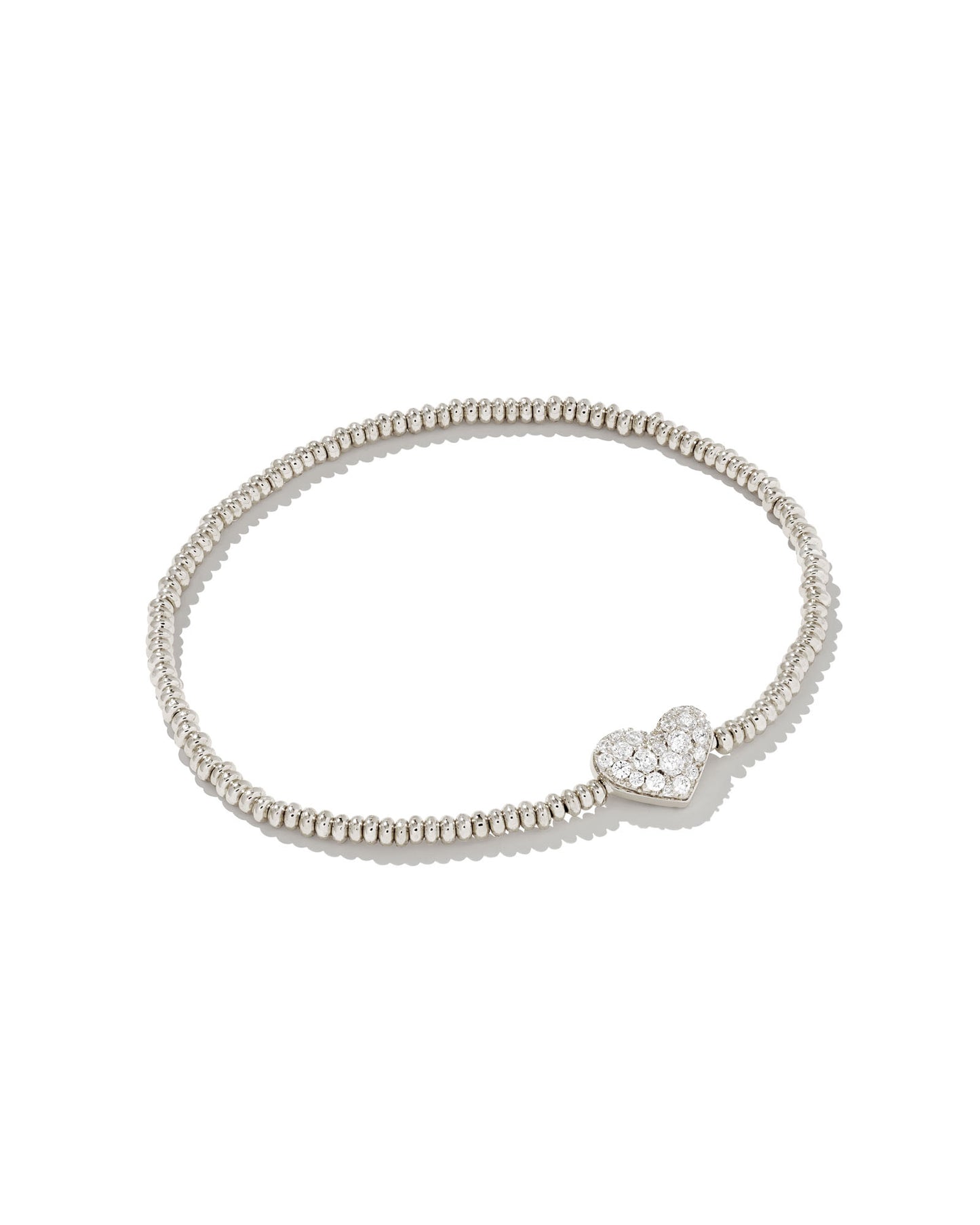 ARI HEART PAVE STRETCH BRACELET SILVER WHITE CRYSTAL