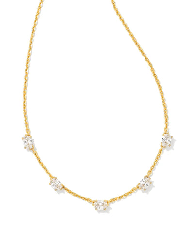 CAILIN CRYSTAL STRAND NECKLACE GOLD WHITE CZ