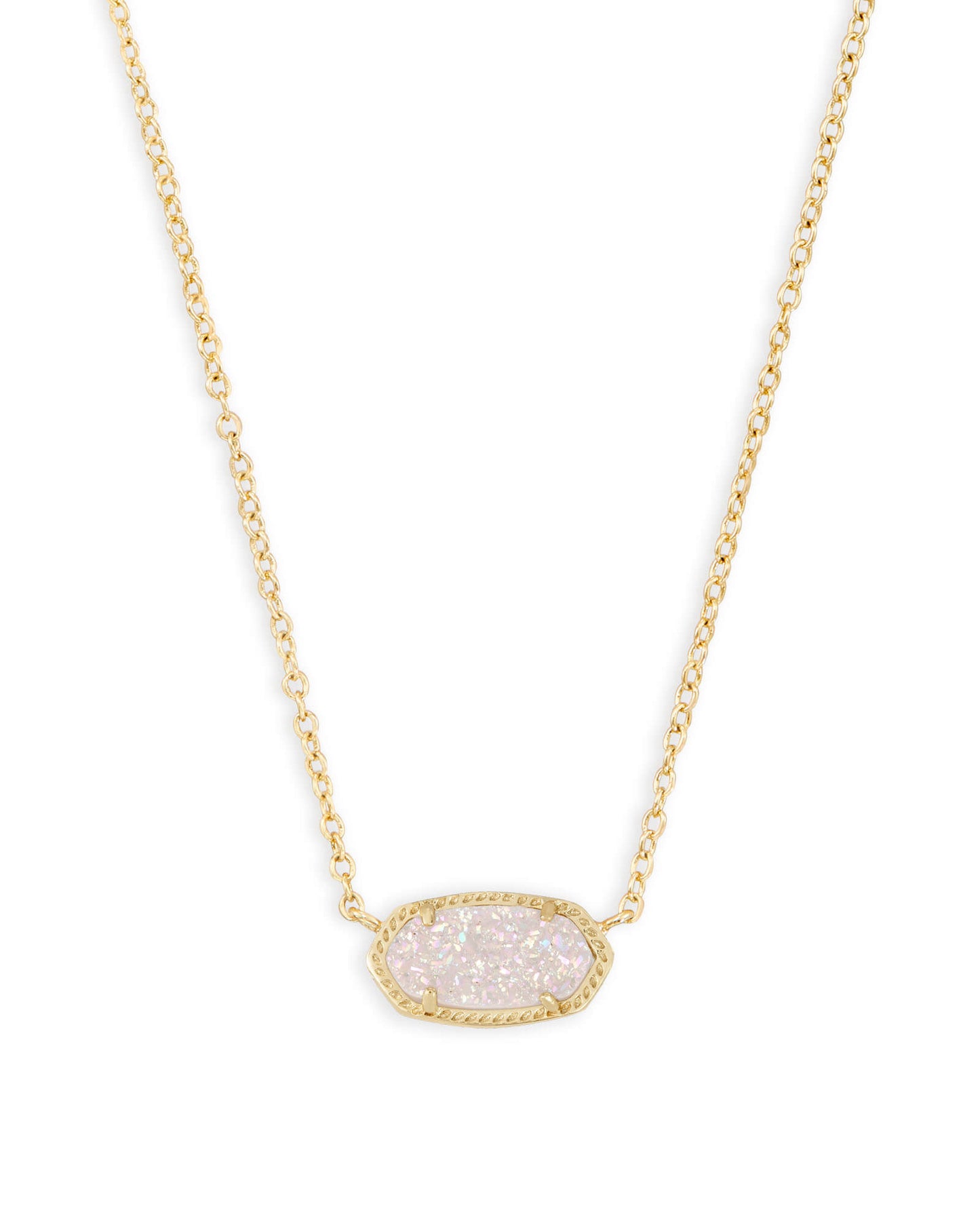 ELISA SHORT PENDANT NECKLACE GOLD IRIDESCENT DRUSY