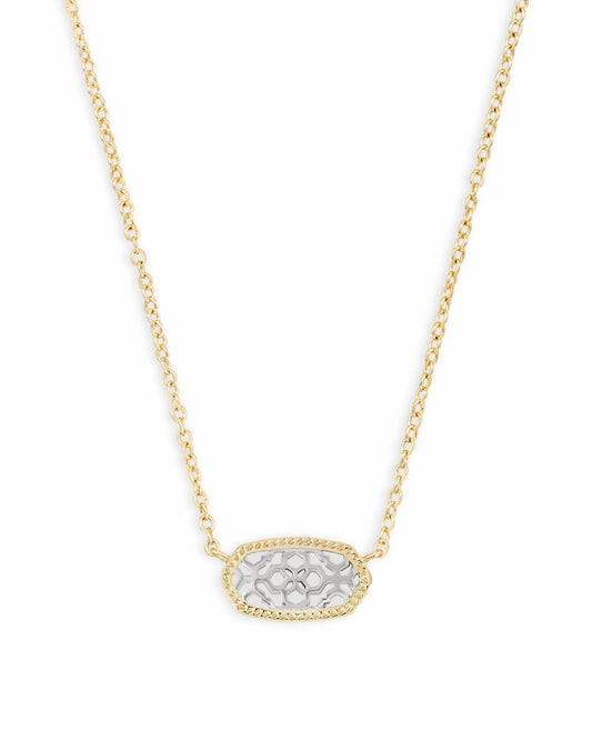 ELISA SHORT PENDANT NECKLACE GOLD - RHODIUM FILIGREE MIX)