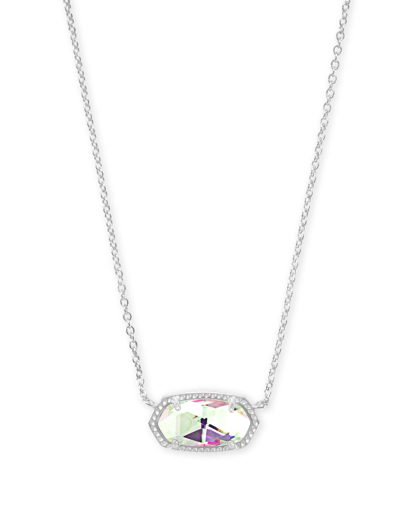 ELISA SHORT PENDANT NECKLACE RHODIUM DICHROIC GLASS