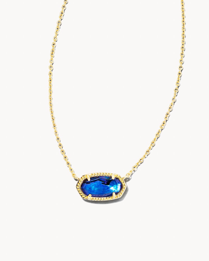 ELISA SHORT PENDANT NECKLACE GOLD NAVY ABALONE