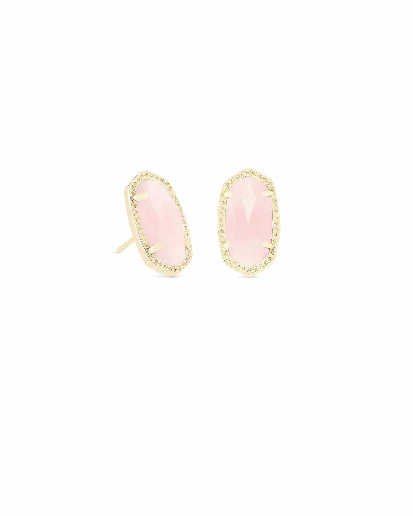 ELLIE STUD EARRINGS GOLD ROSE QUARTZ