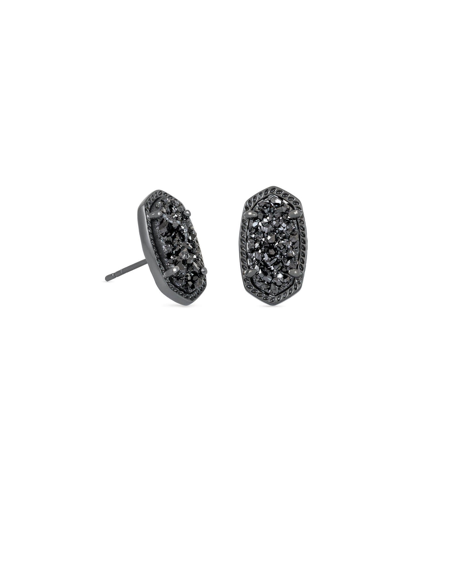 ELLIE STUD EARRINGS GUNMETAL BLACK DRUSY