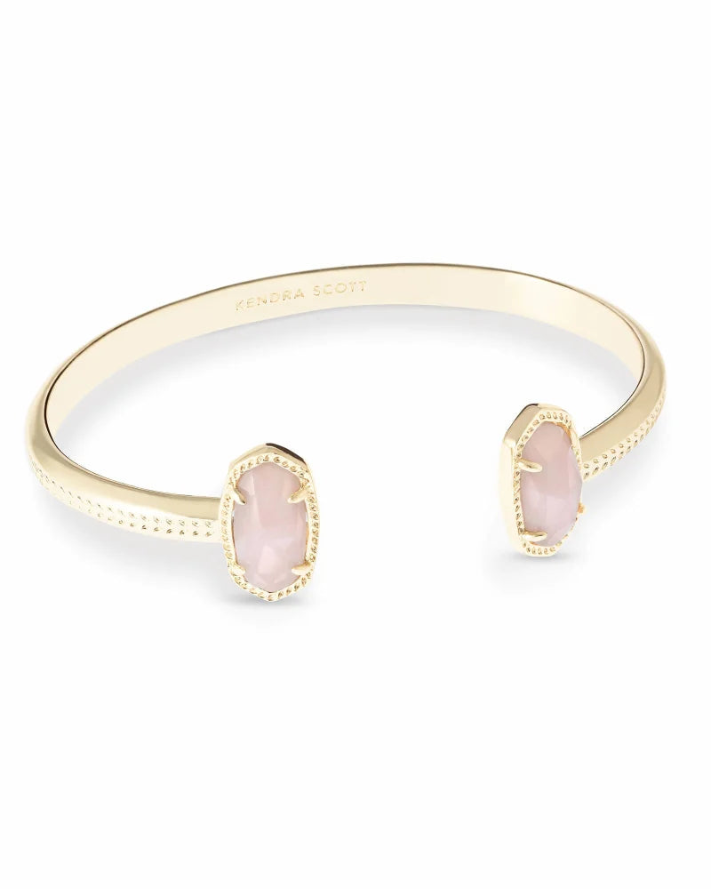 ELTON CUFF BRACELET GOLD ROSE QUARTZ