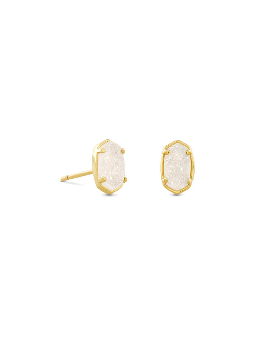 EMILIE STUD EARRINGS GOLD IRIDESCENT DRUSY