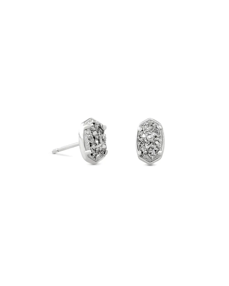 EMILIE STUD EARRINGS RHODIUM PLATINUM DRUSY