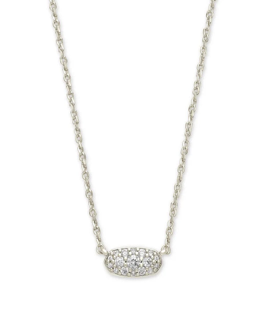 GRAYSON CRYSTAL PENDANT NECKLACE RHODIUM METAL WHITE CZ