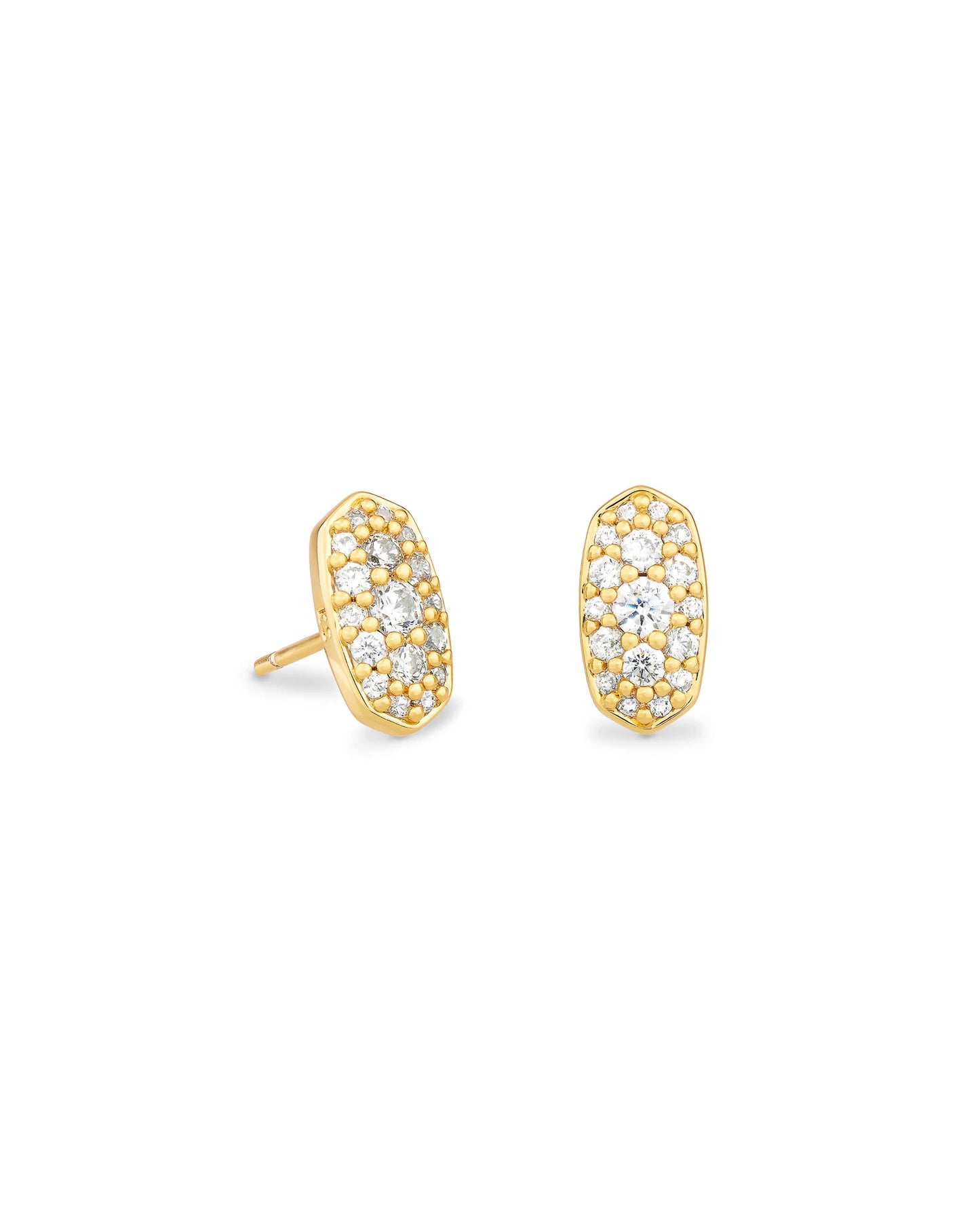 GRAYSON CRYSTAL STUD EARRINGS GOLD METAL WHITE CZ