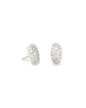 GRAYSON CRYSTAL STUD EARRINGS RHODIUM METAL WHITE CZ