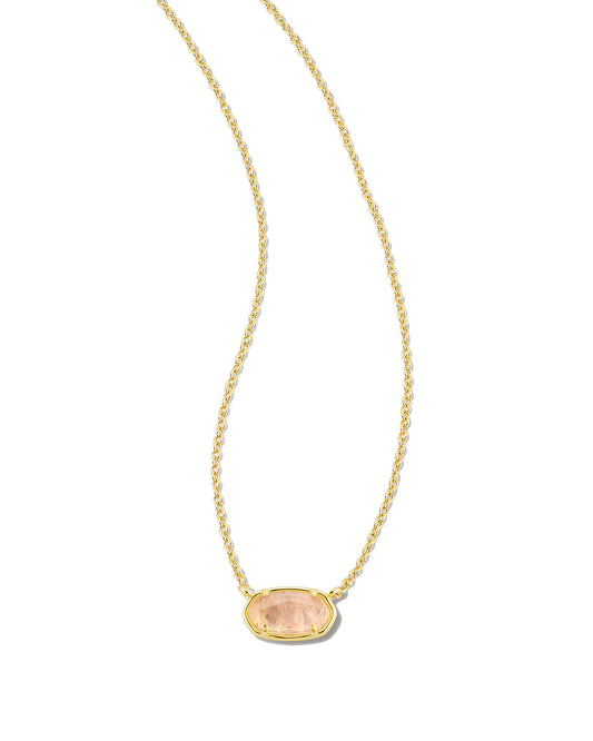 GRAYSON STONE PENDANT NECKLACE GOLD ROSE QUARTZ