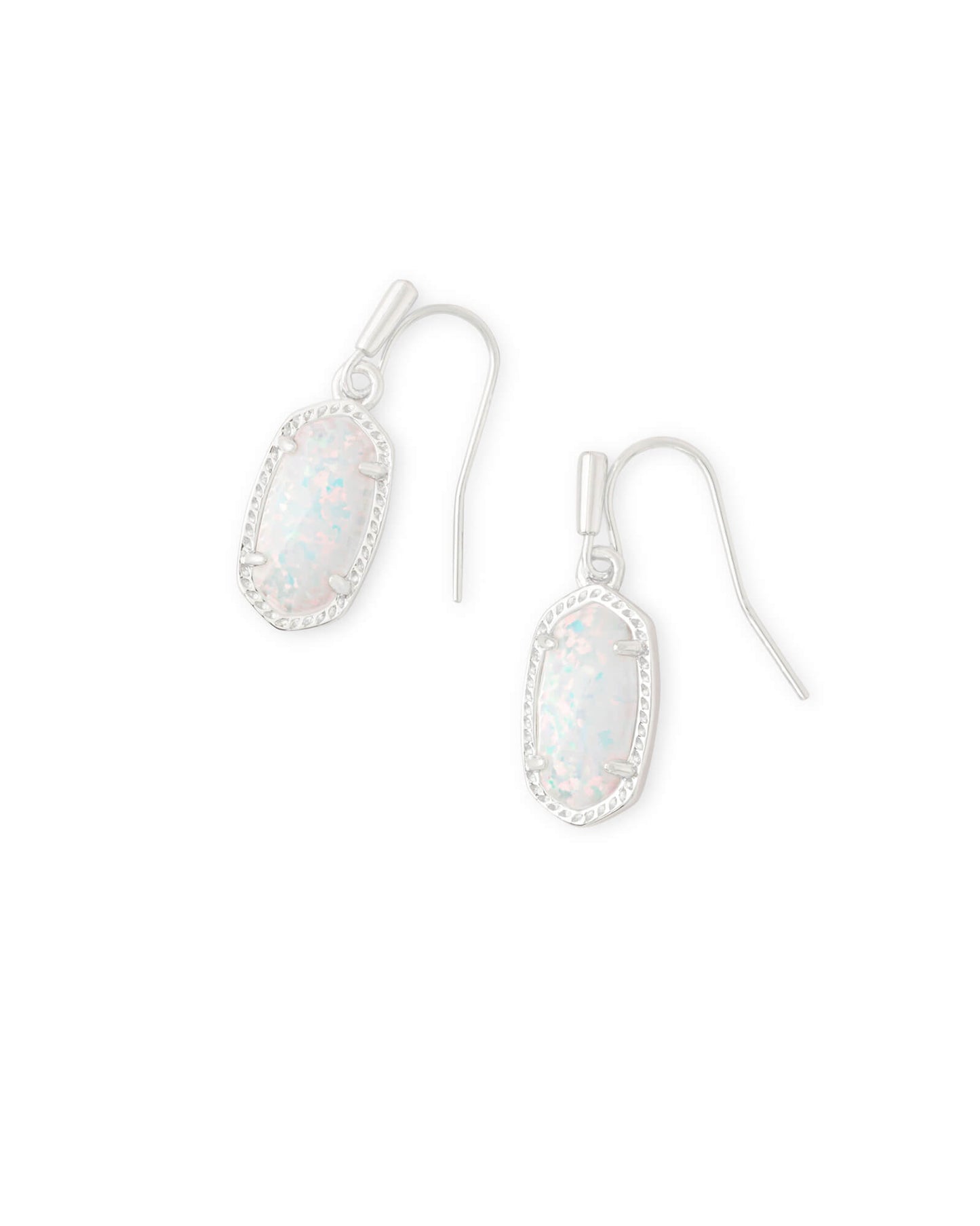 LEE DROP EARRINGS RHODIUM WHITE OPAL