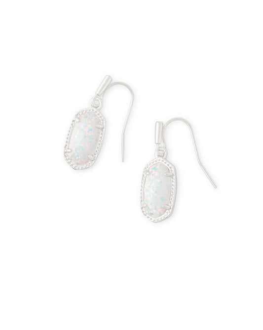 LEE DROP EARRINGS RHODIUM WHITE OPAL