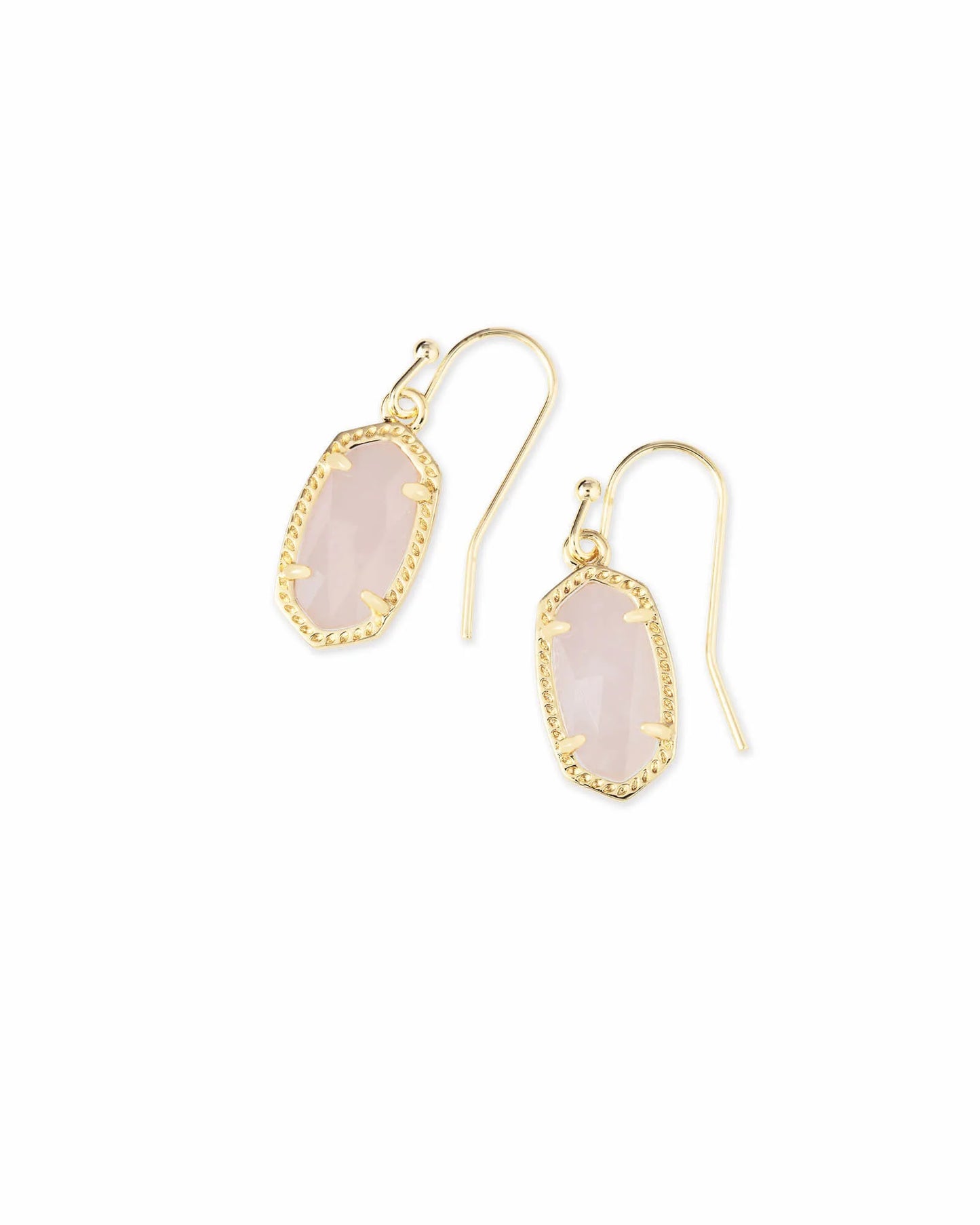 LEE DROP EARRINGS GOLD ROSE QUARTZ