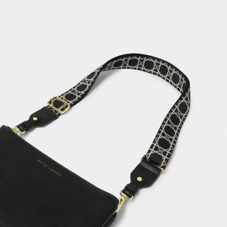 Katie Loxton Canvas Bag Strap Geometric - Black