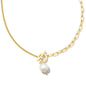 Leighton Convertible Gold Pearl Chain Necklace in White Pearl