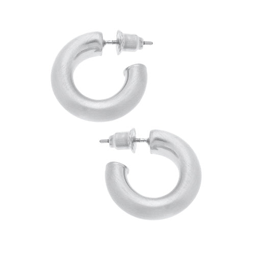 CORALINE HOOP EARRINGS IN SATIN SILVER