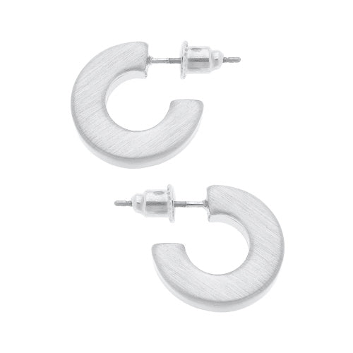 Emmy Small Flat Hoop Earrings in Satin Silver