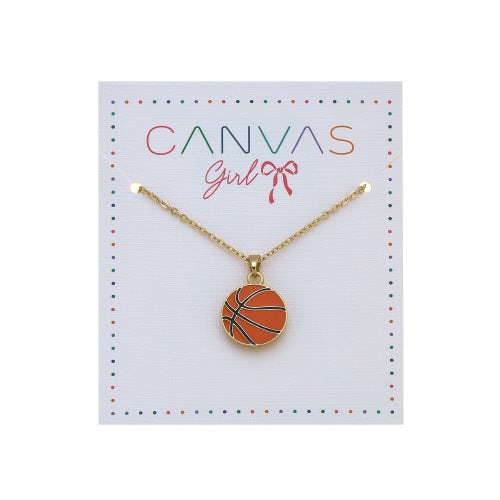 Eloise Basketball Children's Necklace in Worn Gold