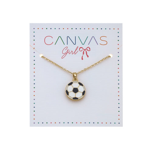 Eloise Soccer Ball Children's Necklace in Worn Gold