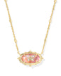 DOLLY PARTON ELISA BUTTERFLY SHORT PENDANT NECKLACE GOLD LIGHT PINK IRIDESCENT ABALONE