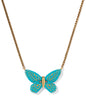 DOLLY PARTON ENAMEL BUTTERFLY SHORT PENDANT NECKLACE VINTAGE GOLD DARK TEAL MIX