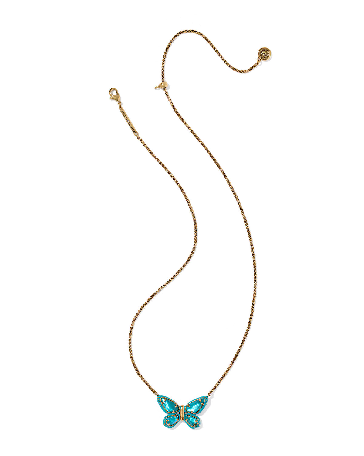DOLLY PARTON ENAMEL BUTTERFLY SHORT PENDANT NECKLACE VINTAGE GOLD DARK TEAL MIX