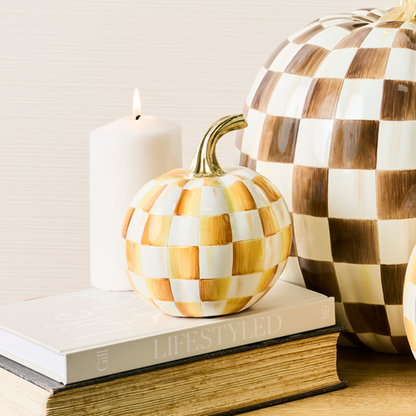 Mackenzie-Childs Amber Check Mini Pumpkin