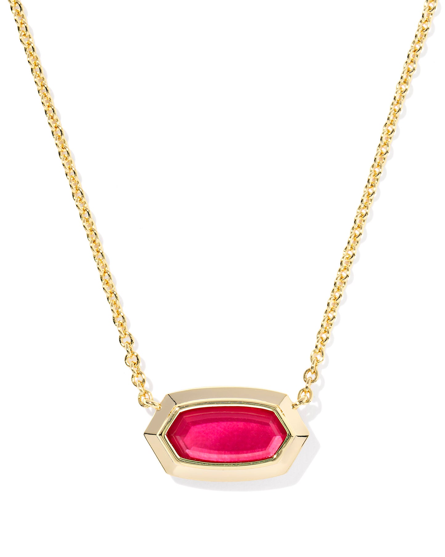 ELISA BEZEL SHORT PENDANT NECKLACE GOLD CARMINE RED ILLUSION