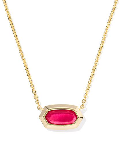 ELISA BEZEL SHORT PENDANT NECKLACE GOLD CARMINE RED ILLUSION