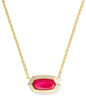 ELISA BEZEL SHORT PENDANT NECKLACE GOLD CARMINE RED ILLUSION
