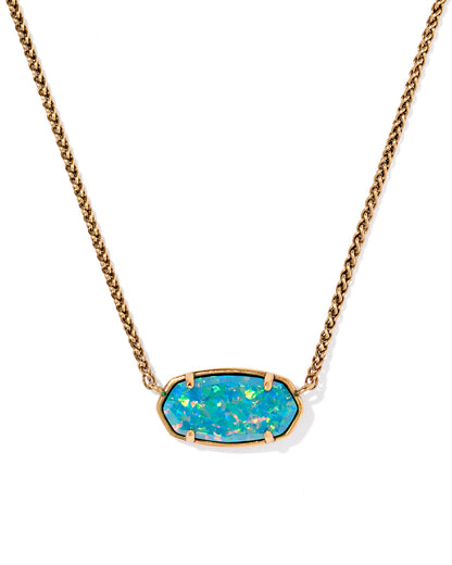 DOLLY PARTON ELISA SHORT PENDANT NECKLACE VINTAGE GOLD MARINE OPAL